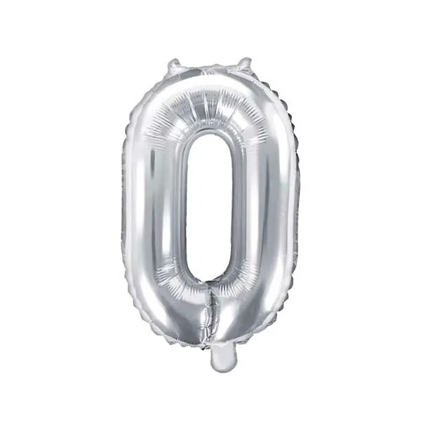 0 Tal Folie Ballon Sølv 35 cm. - Rabat