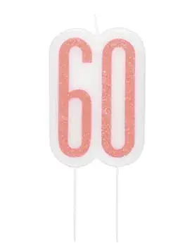60 År Kagelys - Happy BDAY Rosegold Glitz - På lager