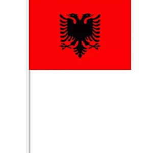 Albansk Papirflag på Pind, 27 x 20 cm - Hurtig afsendelse