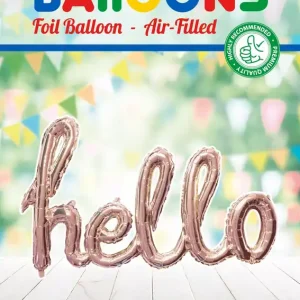 ‘Hello‘ Rosaguld Folie Ballon - Kun kort tid