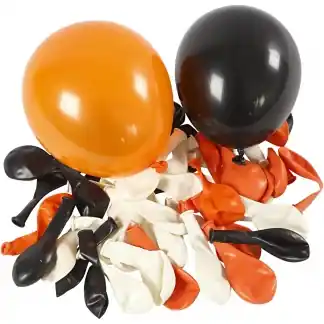 Balloner, runde, diam. 23-26 cm, sort, orange, hvid, 100 stk./ 1 pk. | God pris